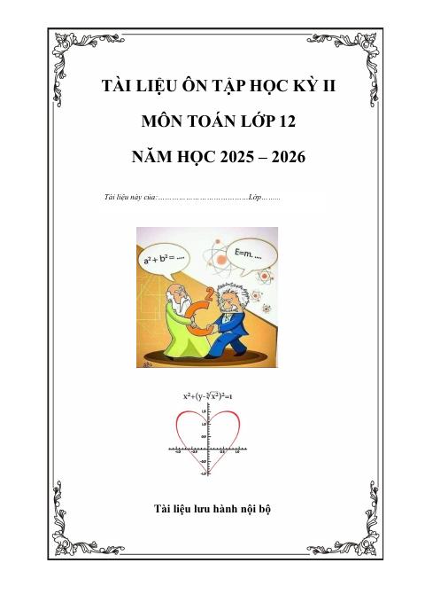Đề cương ôn tập Học kì 2 Toán 12 trường THPT Trần Phú (Đà Nẵng) năm 2025–2026